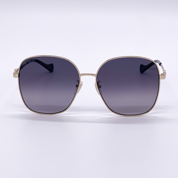 NEW GUCCI GG1089SA 001 WOMEN SUNGLASSES GUCCI GG1089SA GOLD + GOLD CHAIN - Picture 5 of 12